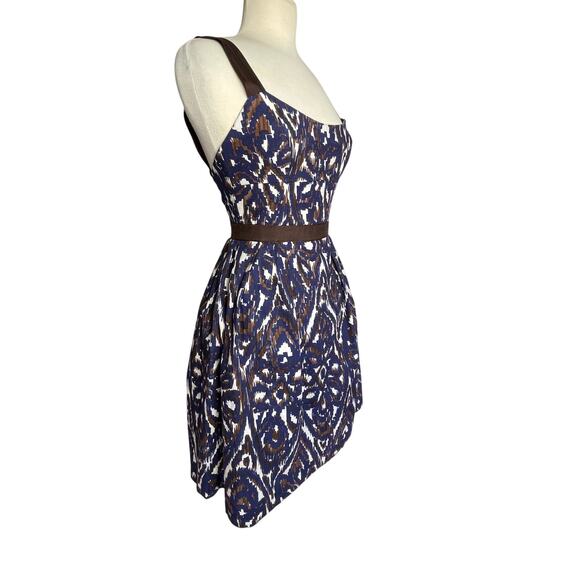 MILLY of NEW YORK Vintage Women’s Fit and Flare Navy and Brown Dress - Picture 3 of 8